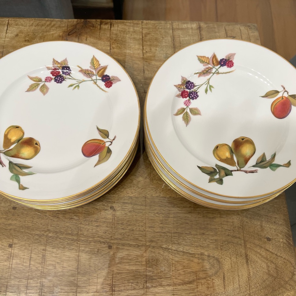 4 Royal Worcester Evesham Gold porcelain salad plates